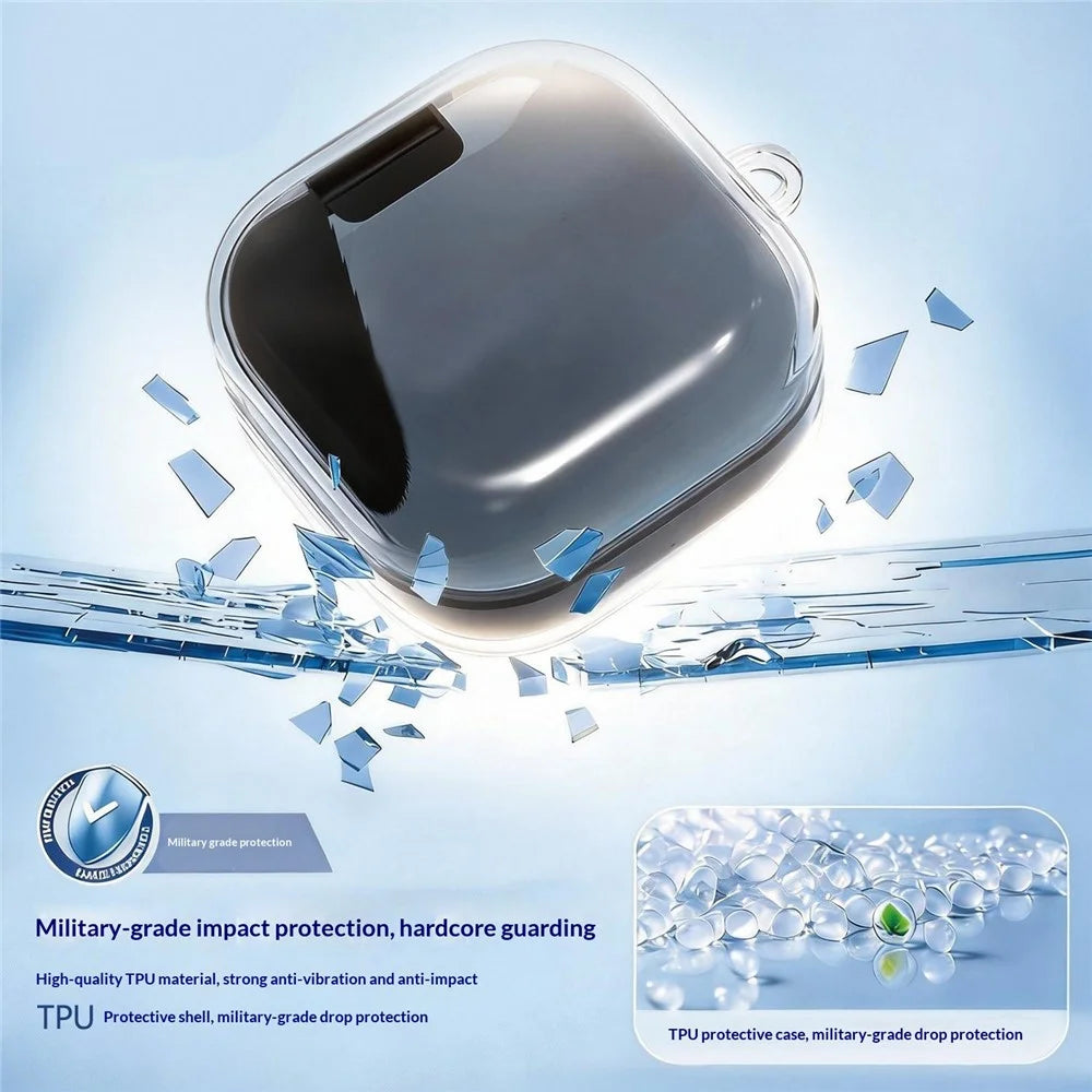 For Samsung Galaxy Buds4 / Buds4 Pro Case Earphone TPU Cover with Metal Hook - Transparent - 4