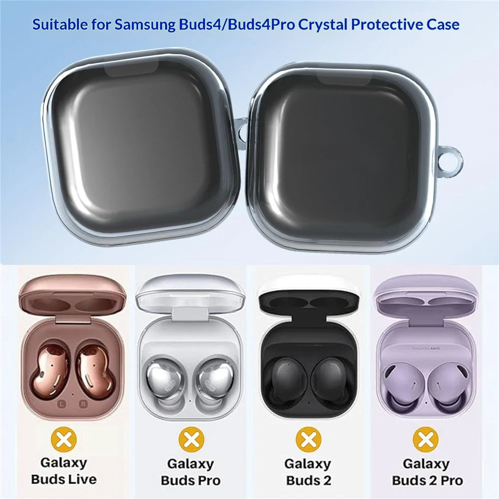 For Samsung Galaxy Buds4 / Buds4 Pro Case Earphone TPU Cover with Metal Hook - Transparent - 6