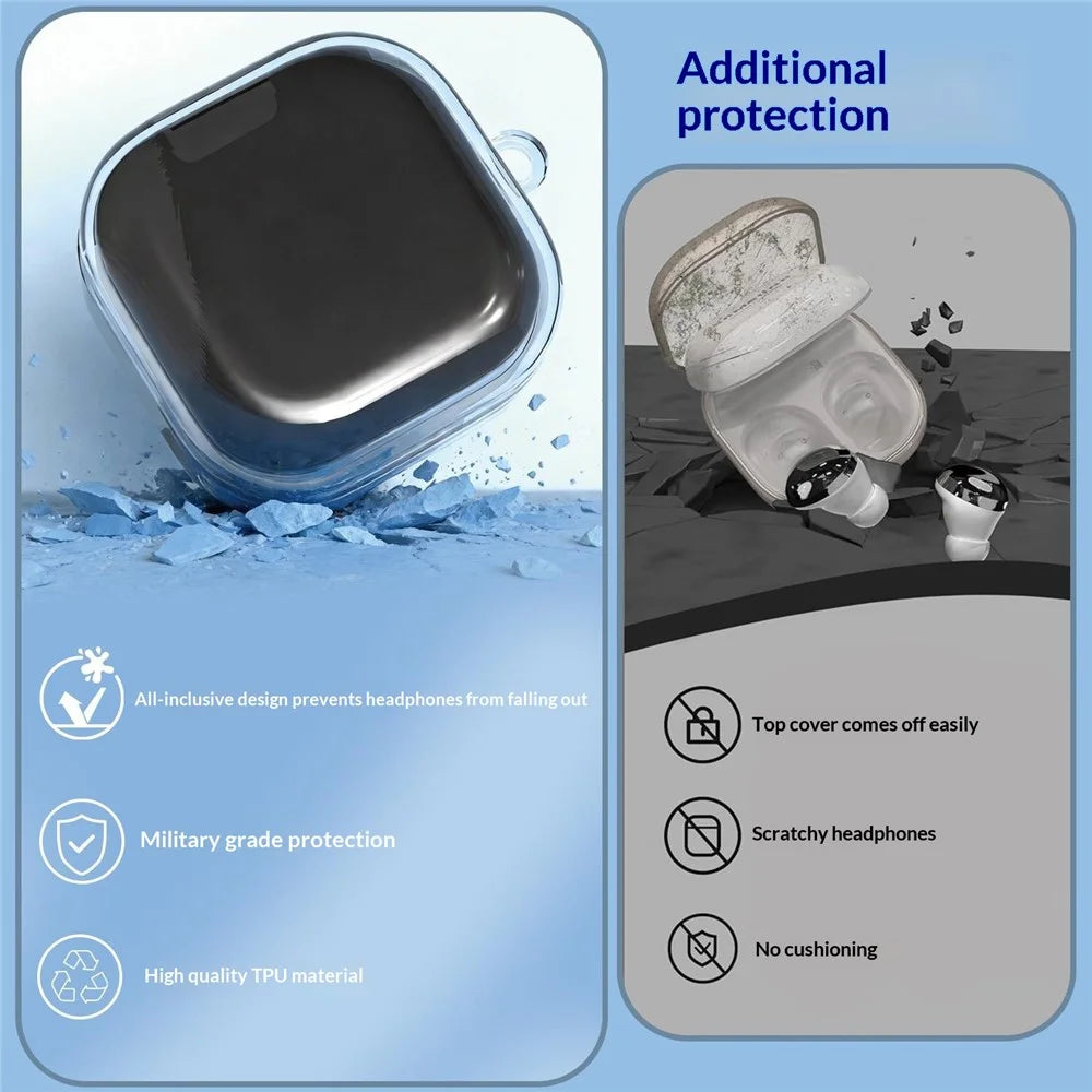 For Samsung Galaxy Buds4 / Buds4 Pro Case Earphone TPU Cover with Metal Hook - Transparent - 7