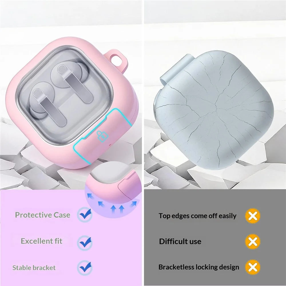 For Samsung Galaxy Buds4 / Buds4 Pro Case Phone Stand Clear PC Earphone Cover with Hanging Buckle / Cleaning Pen - Black - 5