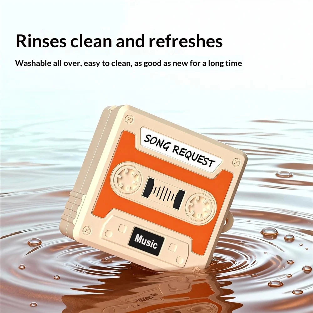 For Samsung Galaxy Buds4 / Buds4 Pro Silicone Case Cassette Tape Style Earphone Cover with Lanyard - Orange - 4