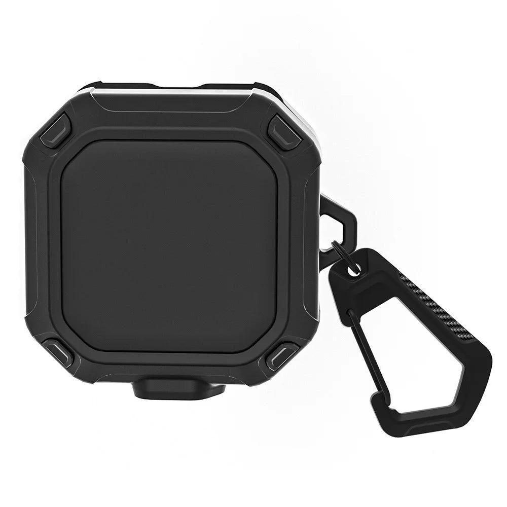 For Samsung Galaxy Buds4 / Buds4 Pro Armor Style Earphone Case with Carabiner TPU PC Rugged Protective Cover - Black - 1