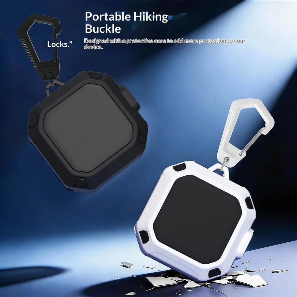 For Samsung Galaxy Buds4 / Buds4 Pro Armor Style Earphone Case with Carabiner TPU PC Rugged Protective Cover - Black - 4