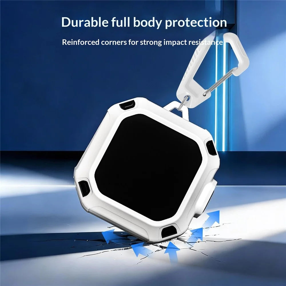 For Samsung Galaxy Buds4 / Buds4 Pro Armor Style Earphone Case with Carabiner TPU PC Rugged Protective Cover - Black - 5