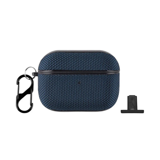 For Apple AirPods Pro 2 Case Waterproof Nylon Earphone Cover with Hanging Buckle - Dark Blue - 1
