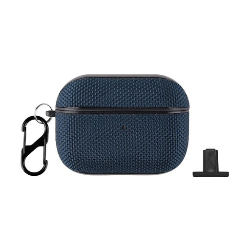 For Apple AirPods Pro 3 Case Waterproof Nylon Earphone Cover with Hanging Buckle - Dark Blue - 1