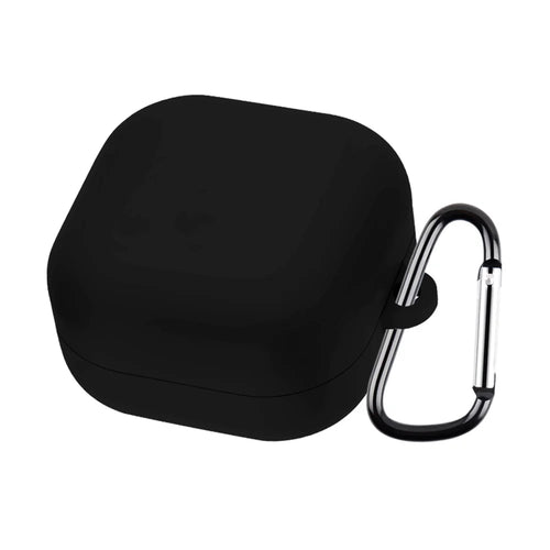For Samsung Galaxy Buds4 / Buds4 Pro Silicone Case Wireless Earphone Anti-Scratch Protective Cover with Carabiner - Black - 1