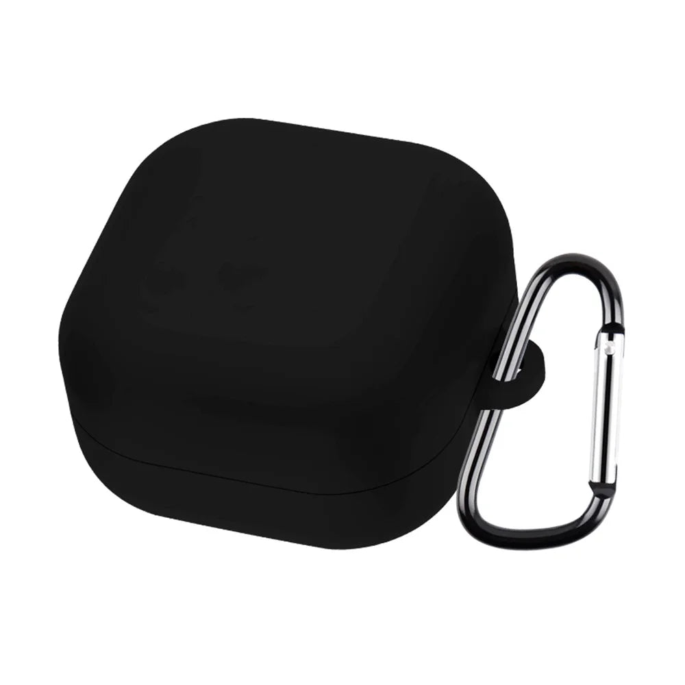 For Samsung Galaxy Buds4 / Buds4 Pro Silicone Case Wireless Earphone Anti-Scratch Protective Cover with Carabiner - Black - 1
