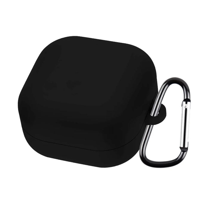 For Samsung Galaxy Buds4 / Buds4 Pro Silicone Case Wireless Earphone Anti-Scratch Protective Cover with Carabiner - Black - 1