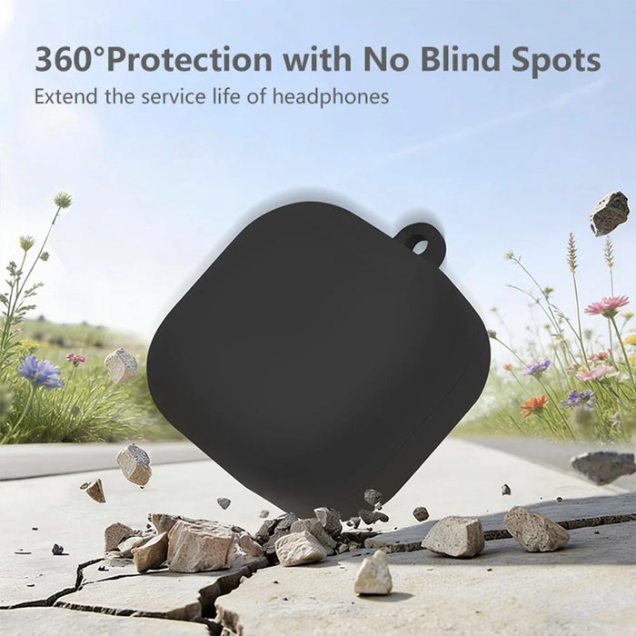 For Samsung Galaxy Buds4 / Buds4 Pro Silicone Case Wireless Earphone Anti-Scratch Protective Cover with Carabiner - Black - 2