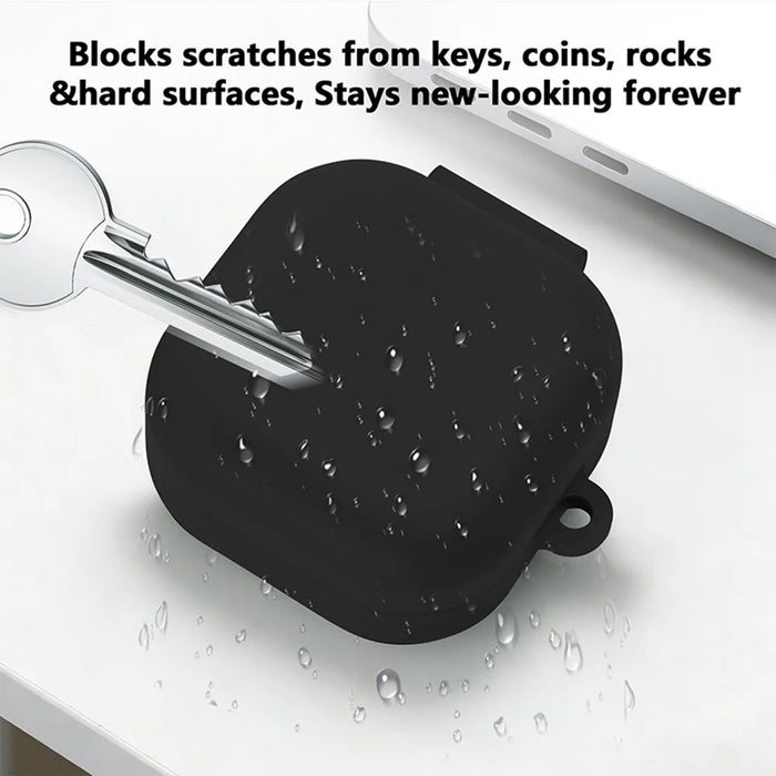 For Samsung Galaxy Buds4 / Buds4 Pro Silicone Case Wireless Earphone Anti-Scratch Protective Cover with Carabiner - Black - 4