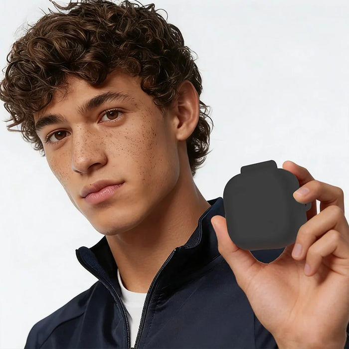 For Samsung Galaxy Buds4 / Buds4 Pro Silicone Case Wireless Earphone Anti-Scratch Protective Cover with Carabiner - Black - 5