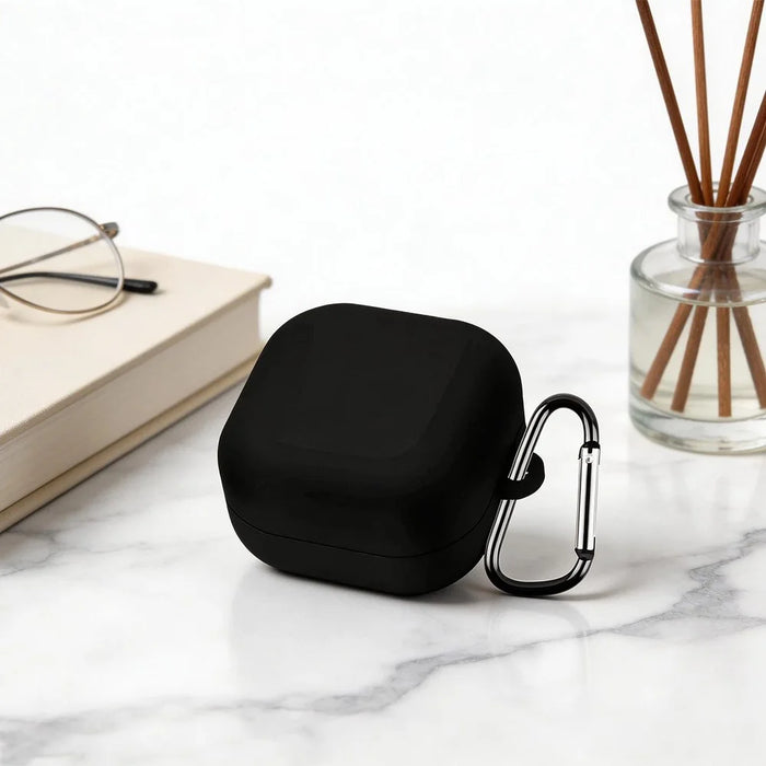 For Samsung Galaxy Buds4 / Buds4 Pro Silicone Case Wireless Earphone Anti-Scratch Protective Cover with Carabiner - Black - 6
