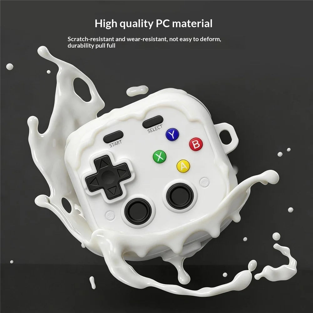 For Samsung Galaxy Buds4  /  Buds4 Pro Case with Hanging Buckle  /  Heart Pendant, Gaming Controller Style TPU + PC Earphone Cover - Grey - 4