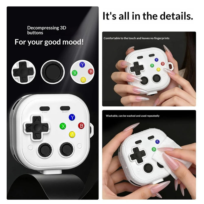 For Samsung Galaxy Buds4  /  Buds4 Pro Case with Hanging Buckle  /  Cleaning Pen, Gaming Controller Style TPU + PC Earphone Cover - Black - 2