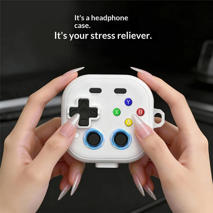 For Samsung Galaxy Buds4  /  Buds4 Pro Case with Hanging Buckle  /  Cleaning Pen, Gaming Controller Style TPU + PC Earphone Cover - Black - 6