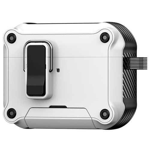 For AirPods Pro 3 Earphone Case with Lock Phone Stand Magnetic Automatic Lock Cover - White - 1