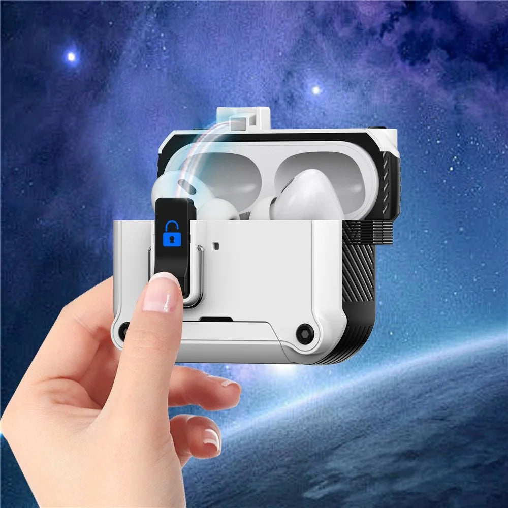 For AirPods Pro 3 Earphone Case with Lock Phone Stand Magnetic Automatic Lock Cover - White - 3