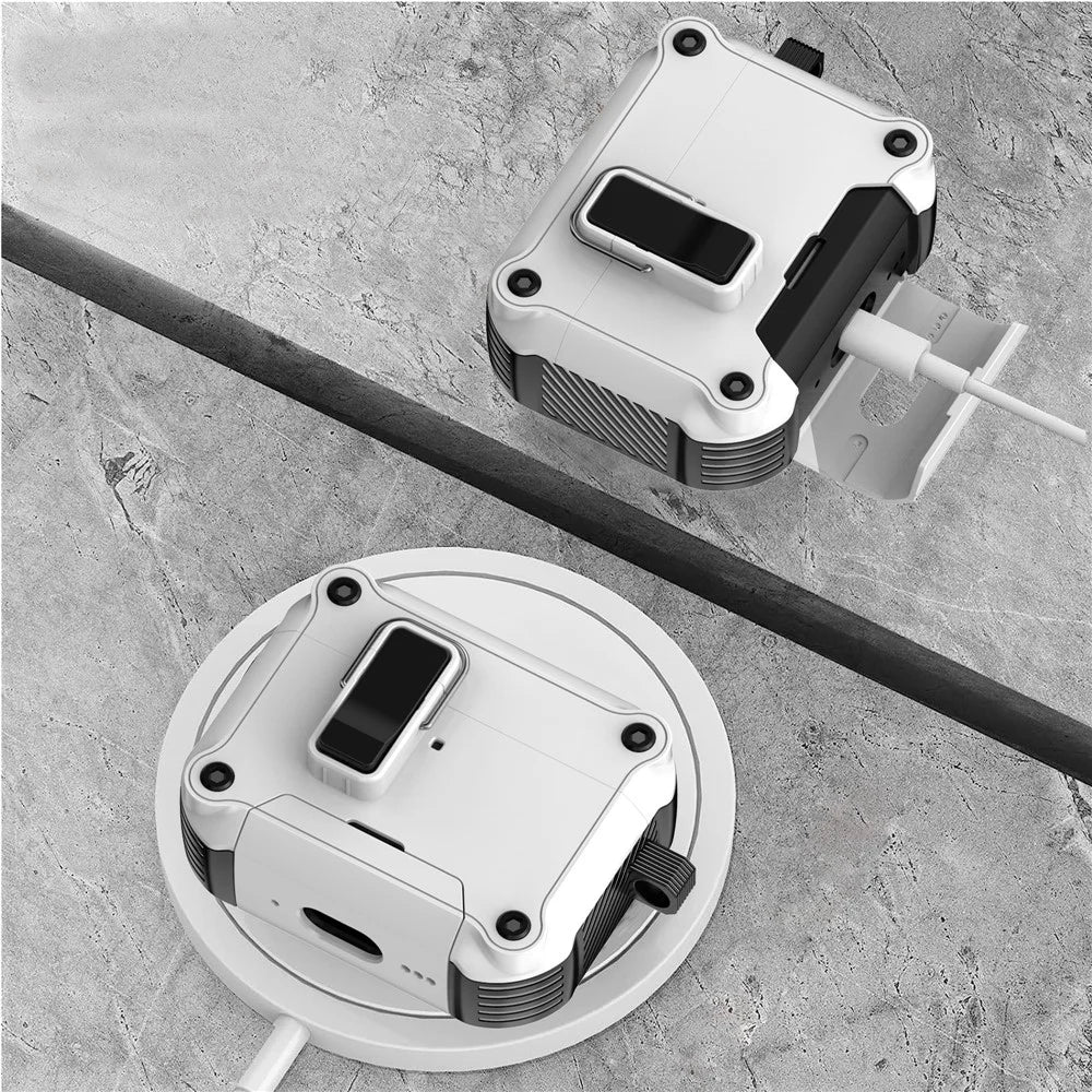 For AirPods Pro 3 Earphone Case with Lock Phone Stand Magnetic Automatic Lock Cover - White - 6