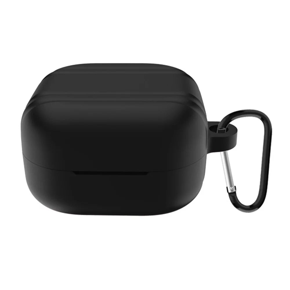 For Samsung Galaxy Buds4 / Buds4 Pro Silicone Case Earphone Protective Cover with Carabiner - Black - 1