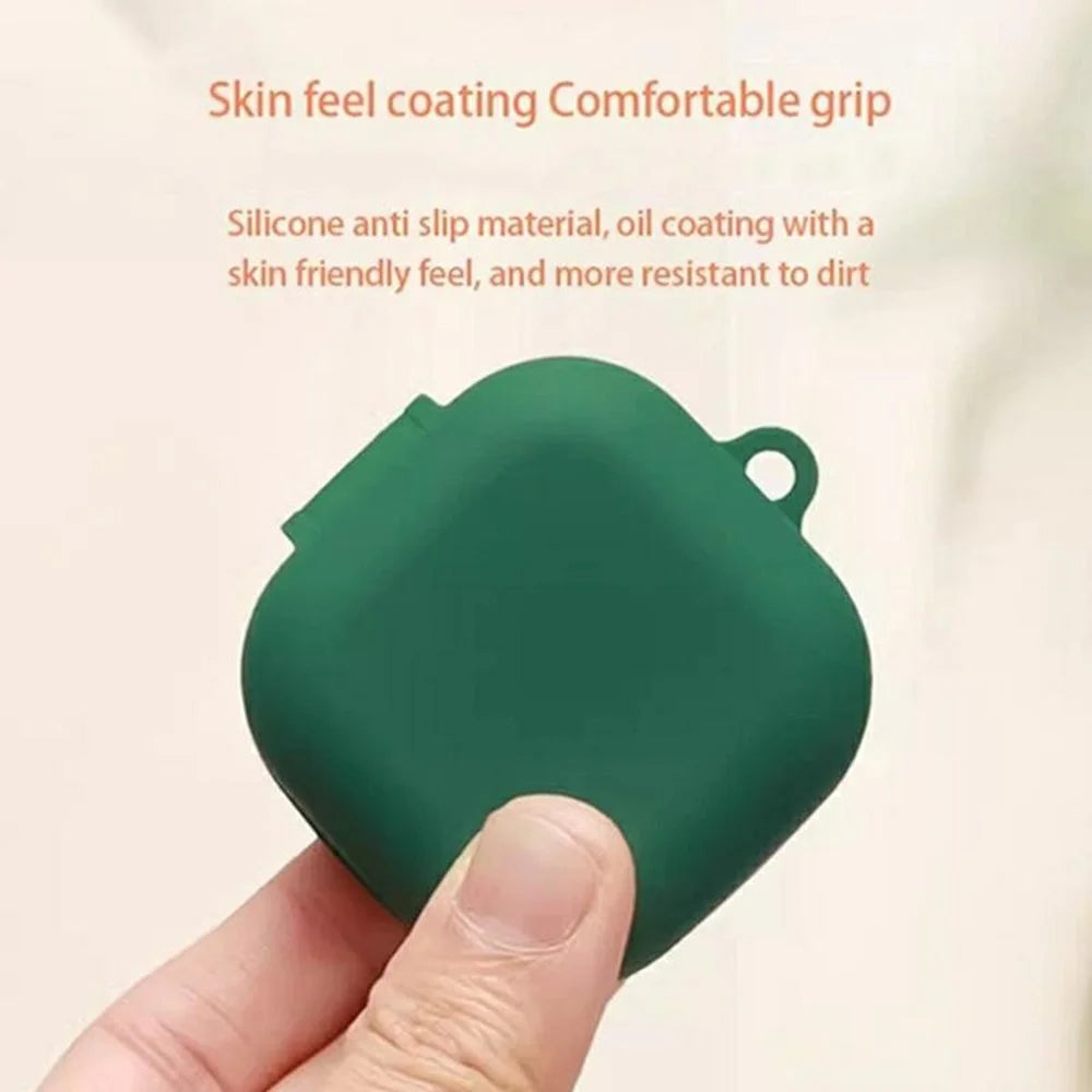 For Samsung Galaxy Buds4 / Buds4 Pro Silicone Case Wireless Earbuds Protective Cover with Anti-Lost Buckle - Blackish Green - 2