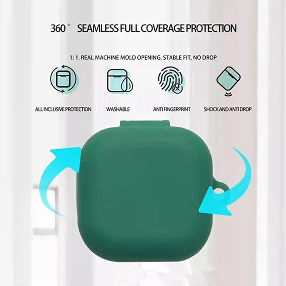 For Samsung Galaxy Buds4 / Buds4 Pro Silicone Case Wireless Earbuds Protective Cover with Anti-Lost Buckle - Blackish Green - 3