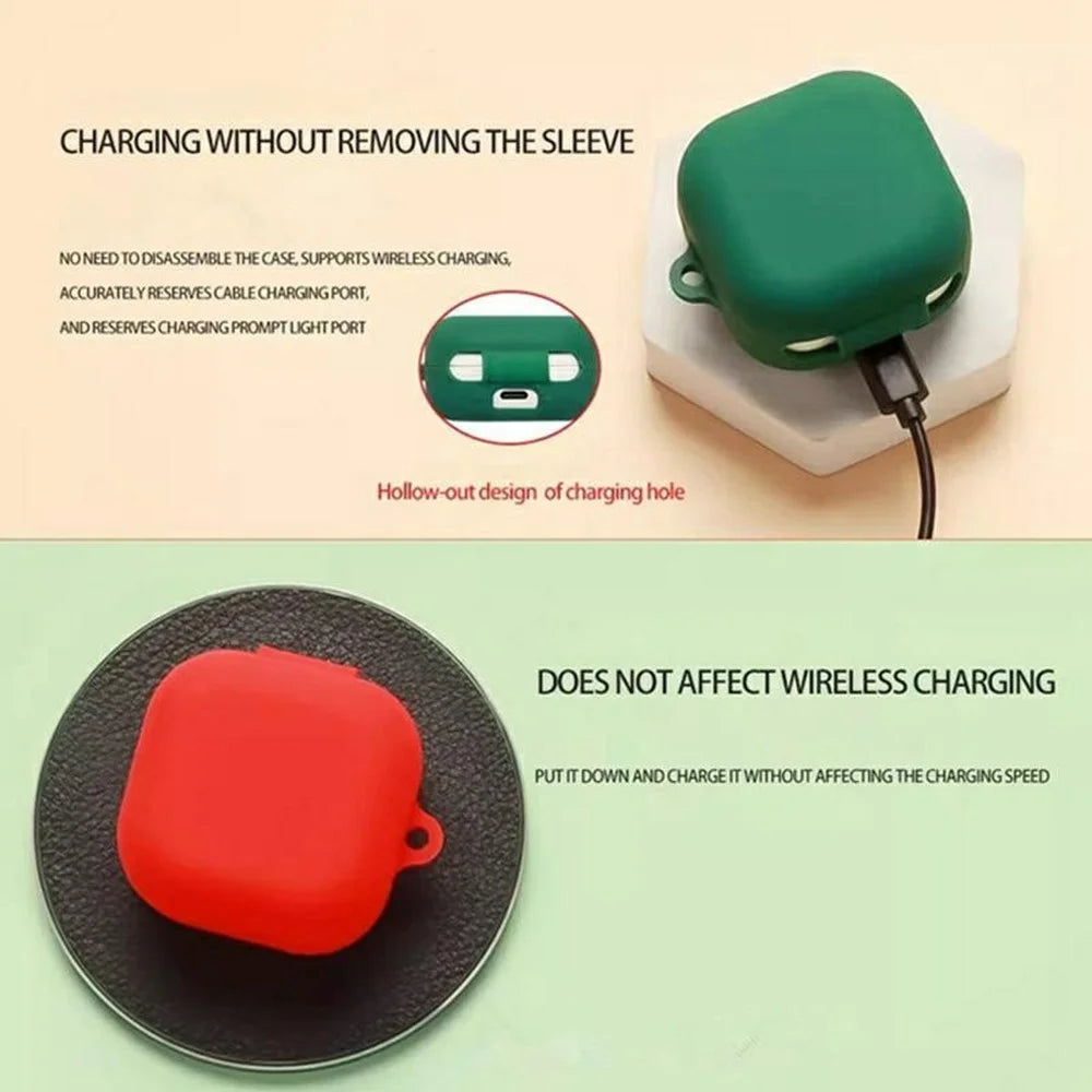 For Samsung Galaxy Buds4 / Buds4 Pro Silicone Case Wireless Earbuds Protective Cover with Anti-Lost Buckle - Blackish Green - 4