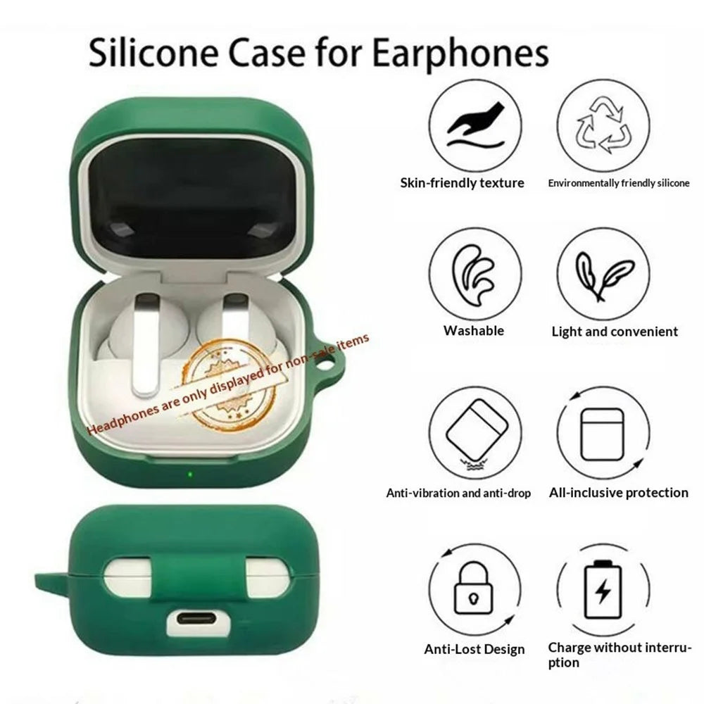 For Samsung Galaxy Buds4 / Buds4 Pro Silicone Case Wireless Earbuds Protective Cover with Anti-Lost Buckle - Blackish Green - 6