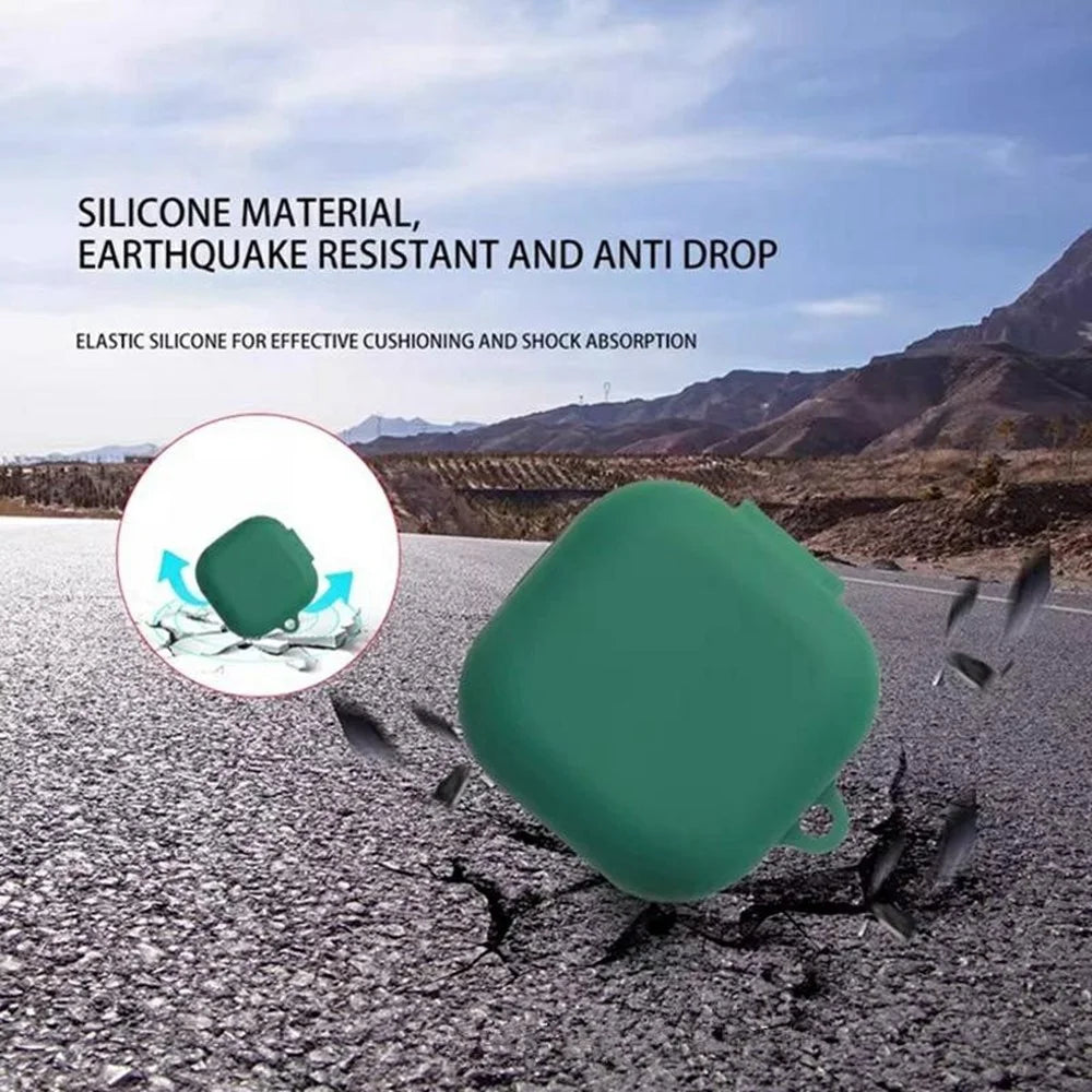 For Samsung Galaxy Buds4 / Buds4 Pro Silicone Case Wireless Earbuds Protective Cover with Anti-Lost Buckle - Blackish Green - 7
