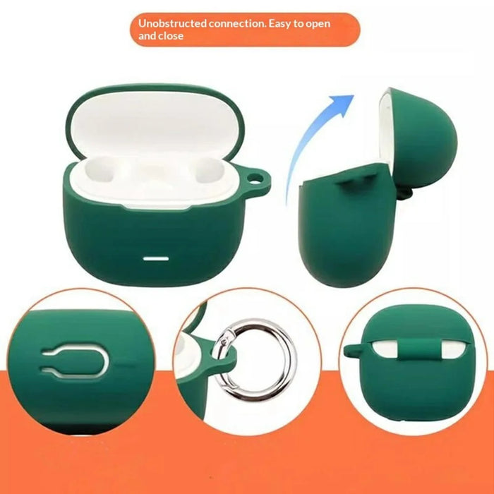 For Xiaomi Redmi Buds 8 Active Silicone Case Wireless Earbuds Protective Cover with Anti-Lost Buckle - Blackish Green - 2