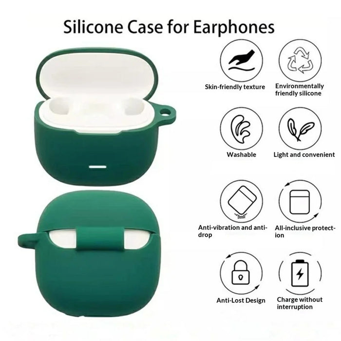For Xiaomi Redmi Buds 8 Active Silicone Case Wireless Earbuds Protective Cover with Anti-Lost Buckle - Blackish Green - 4
