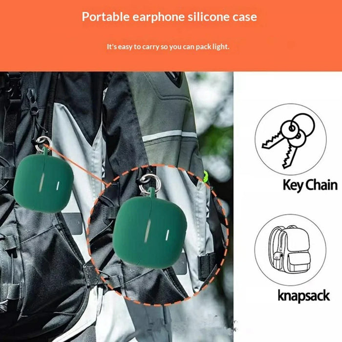 For Xiaomi Redmi Buds 8 Active Silicone Case Wireless Earbuds Protective Cover with Anti-Lost Buckle - Blackish Green - 5