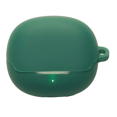 For QCY MeloBuds N60 Silicone Case Wireless Earbuds Protective Cover with Anti-Lost Buckle - Blackish Green - 1