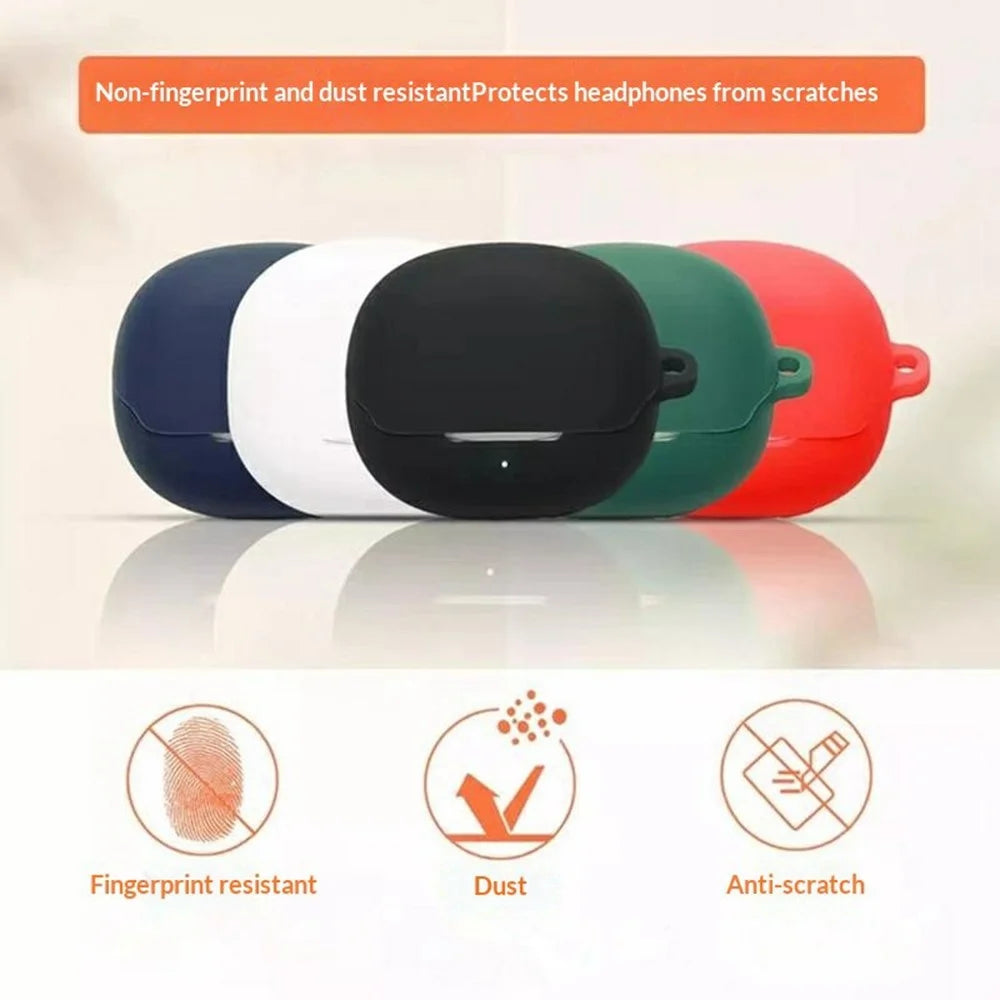 For QCY MeloBuds N60 Silicone Case Wireless Earbuds Protective Cover with Anti-Lost Buckle - Blackish Green - 2