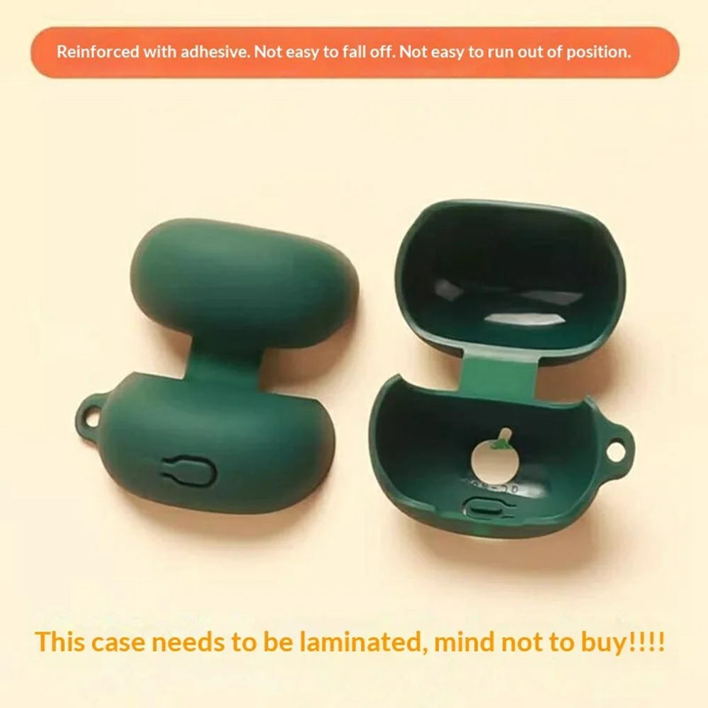For QCY MeloBuds N60 Silicone Case Wireless Earbuds Protective Cover with Anti-Lost Buckle - Blackish Green - 6