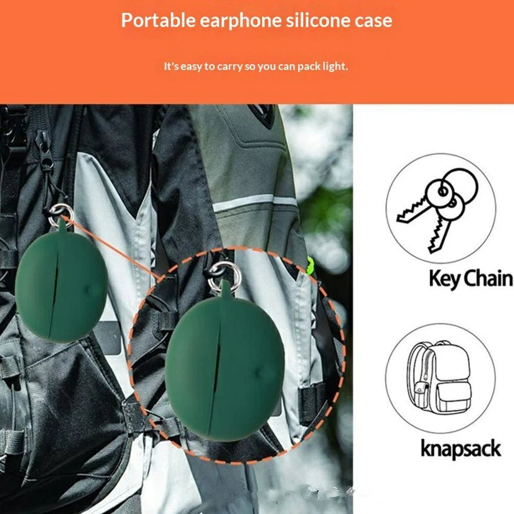 For Oppo Enco Air5 Pro Silicone Case Wireless Earbuds Protective Cover with Anti-Lost Buckle - Blackish Green - 2