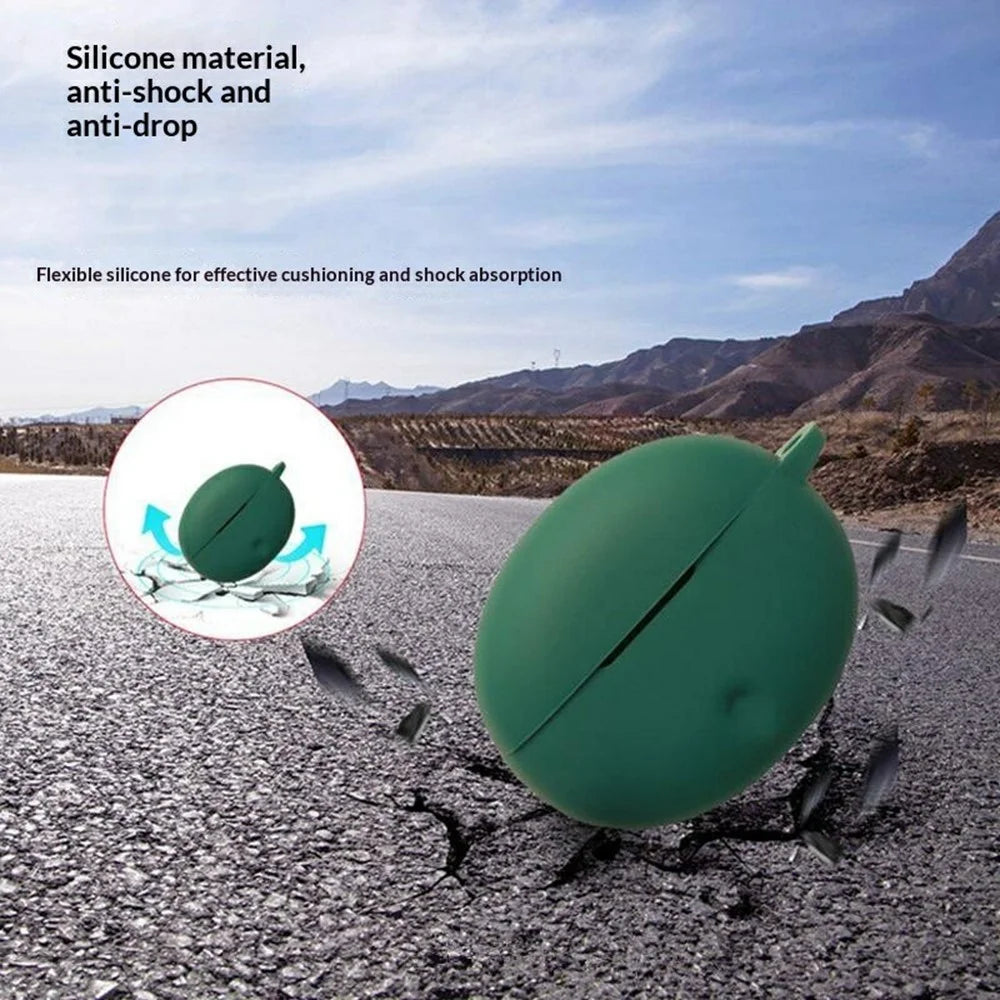For Oppo Enco Air5 Pro Silicone Case Wireless Earbuds Protective Cover with Anti-Lost Buckle - Blackish Green - 3