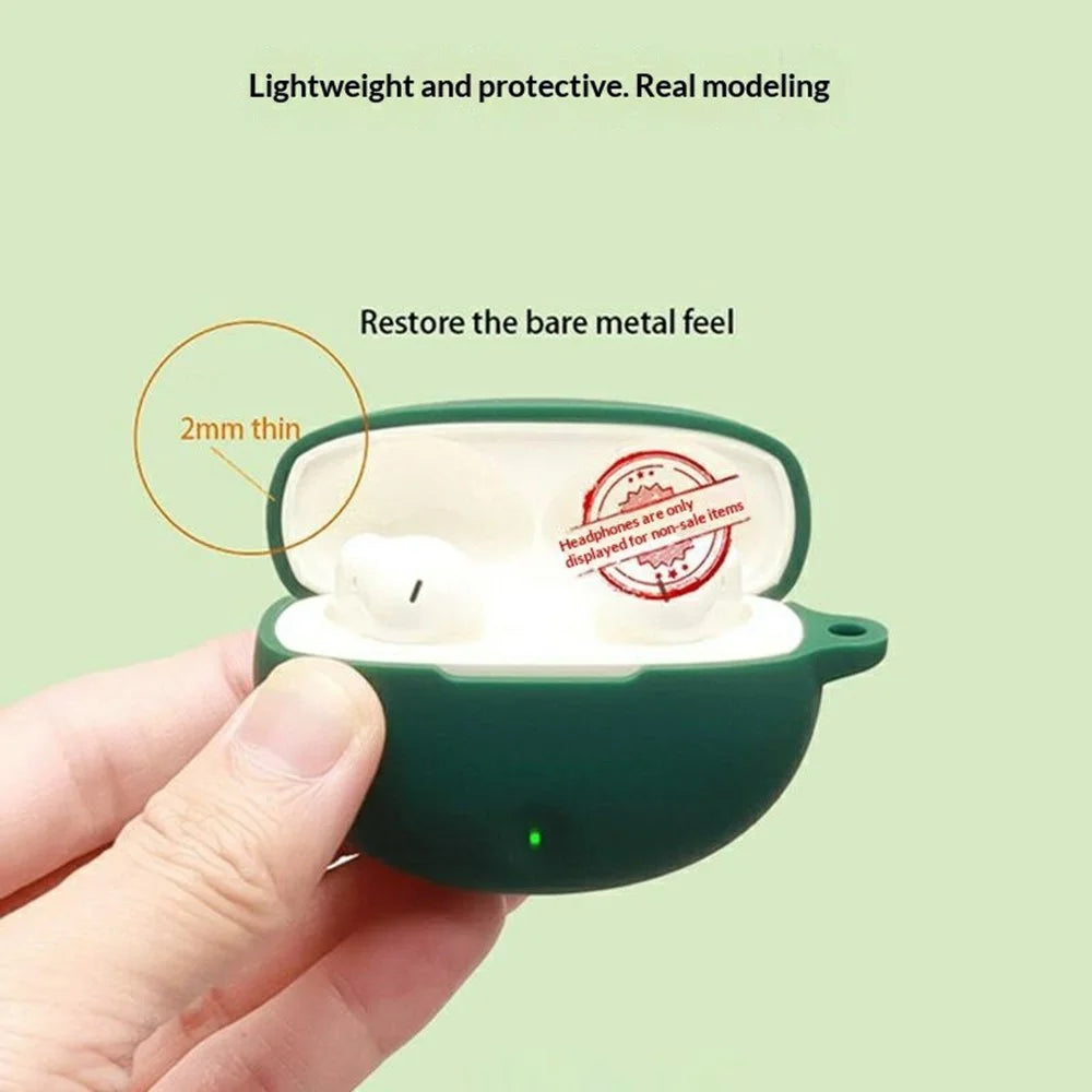 For Oppo Enco Air5 Pro Silicone Case Wireless Earbuds Protective Cover with Anti-Lost Buckle - Blackish Green - 6