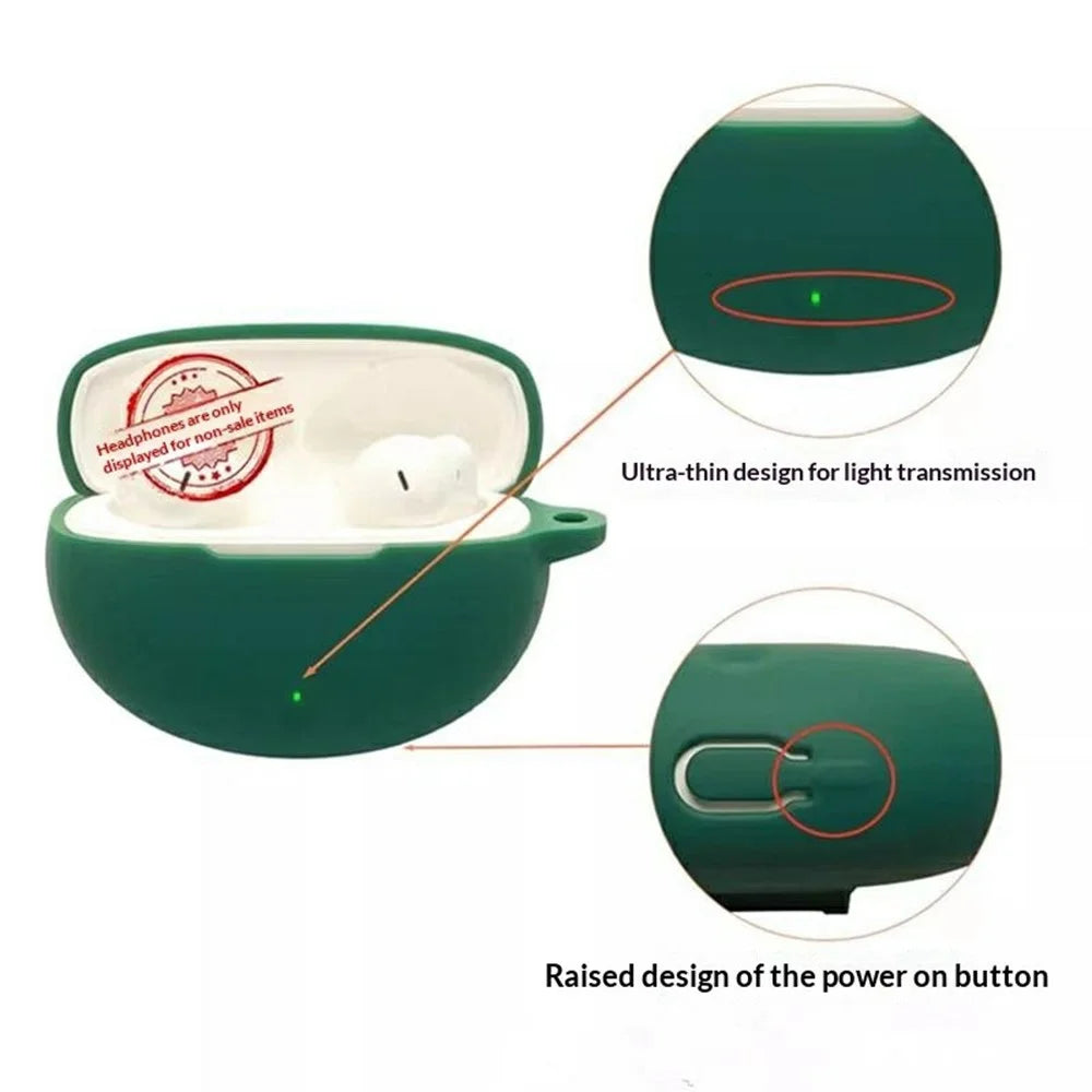 For Oppo Enco Air5 Pro Silicone Case Wireless Earbuds Protective Cover with Anti-Lost Buckle - Blackish Green - 7