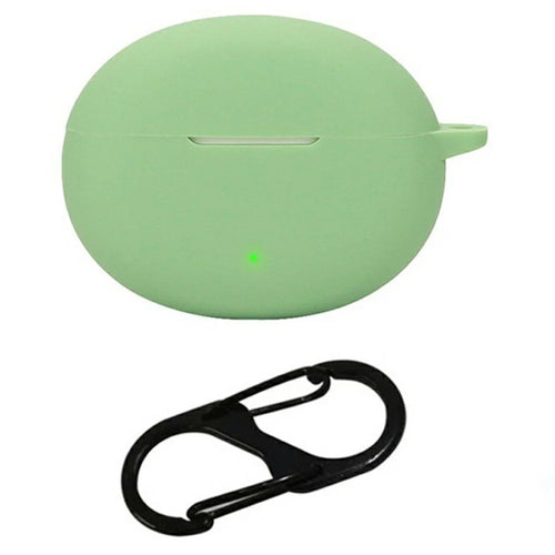 For Oppo Enco Air4 Silicone Case Wireless Earbuds Protective Cover with Anti-Lost Buckle - Matcha Green - 1