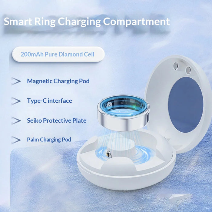 For RingConn R11 / R09 / R08 Smart Ring Charging Case 200mAh Magnetic Charging Box with 50cm Type-C Cable - White - 2