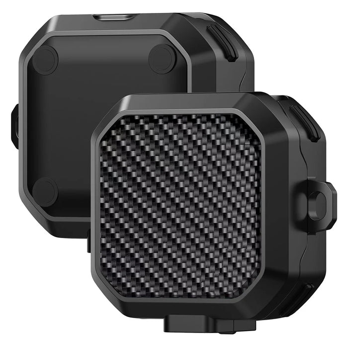 For Samsung Galaxy Buds4 / Buds4 Pro Carbon Fiber Texture Armor Protective Case PC + TPU Shockproof Cover with Carabiner - Black - 2