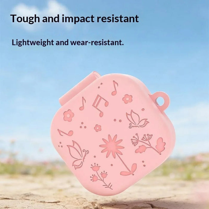 For Samsung Galaxy Buds4 / Buds4 Pro 3D Embossed Butterfly Silicone Case with Hanging Pendant - Pink - 6