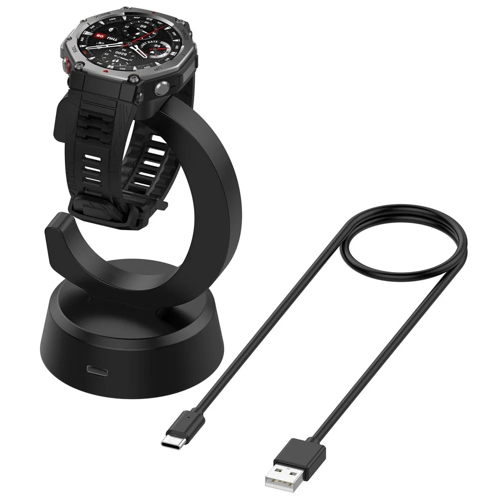 Watch Charger for Huami Amazfit Active 3 Premium / Active Max / T-Rex Ultra 2 Magnetic Charging Dock Cradle - Black - 2