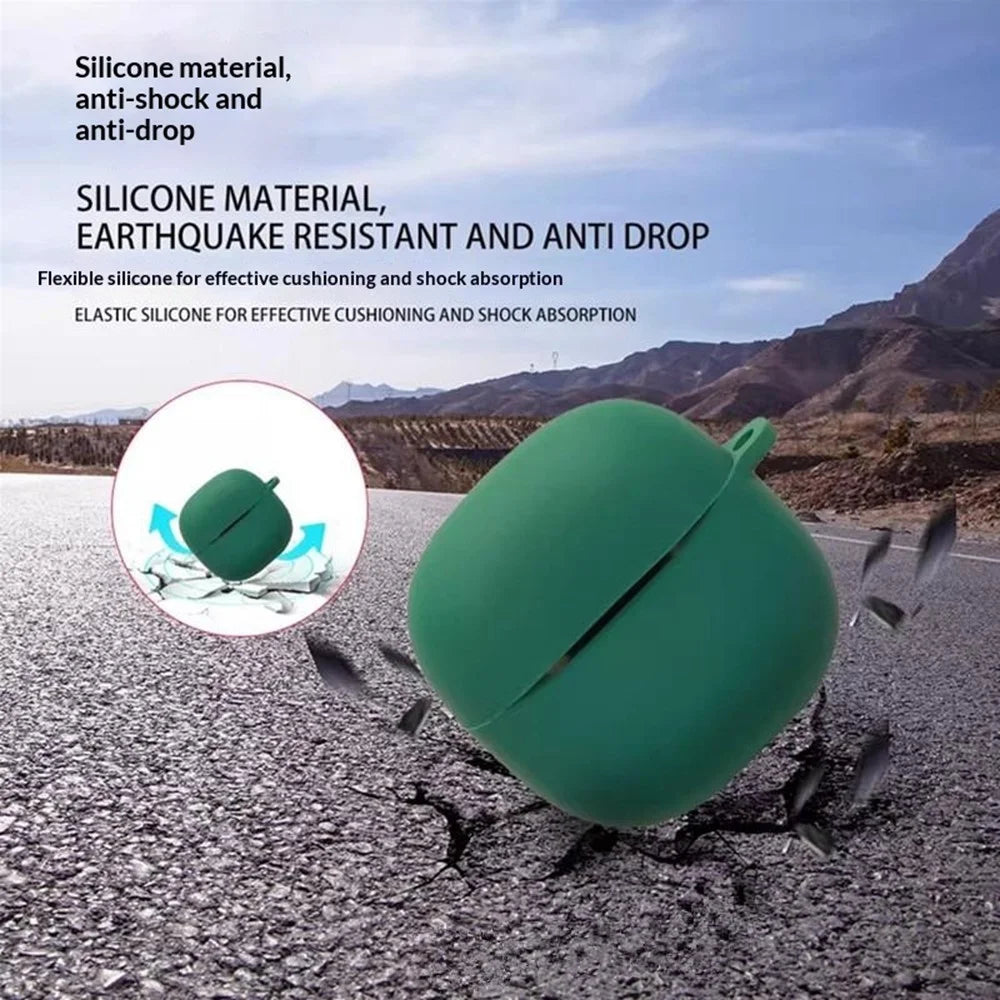 For Xiaomi Redmi Buds 8 Lite Silicone Case Wireless Earbuds Protective Cover with Anti-Lost Buckle - Blackish Green - 5