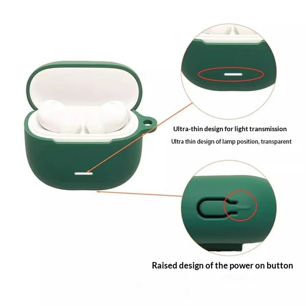 For Xiaomi Redmi Buds 8 Lite Silicone Case Wireless Earbuds Protective Cover with Anti-Lost Buckle - Blackish Green - 7