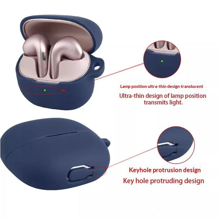 For Xiaomi Buds 6 Silicone Case Wireless Earbuds Protective Cover with Anti-Lost Buckle - Dark Blue - 3