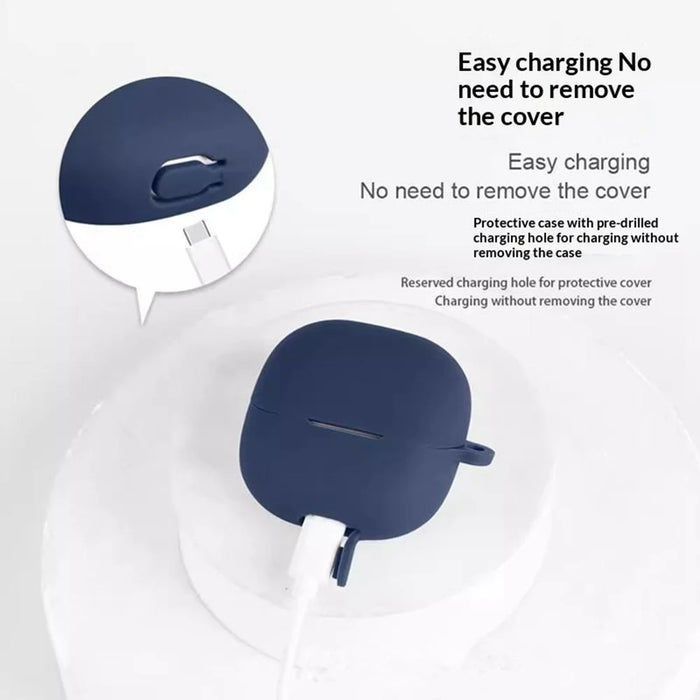 For Xiaomi Buds 6 Silicone Case Wireless Earbuds Protective Cover with Anti-Lost Buckle - Dark Blue - 4