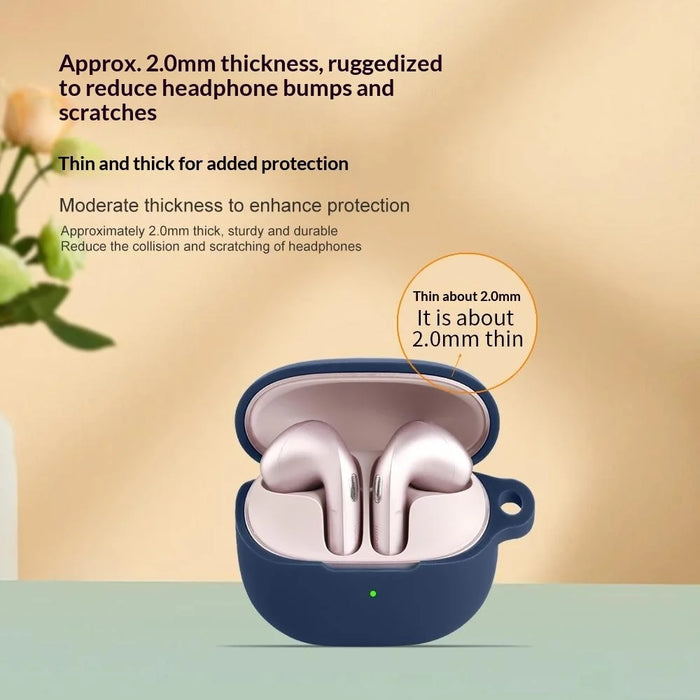 For Xiaomi Buds 6 Silicone Case Wireless Earbuds Protective Cover with Anti-Lost Buckle - Dark Blue - 7