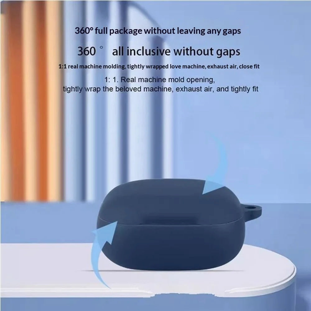 For Anker Soundcore Liberty Buds Silicone Case Wireless Earbuds Protective Cover with Anti-Lost Buckle - Dark Blue - 5